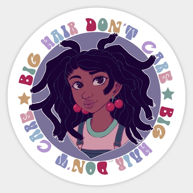 Big Hair Don't Care Sticker by Simkray